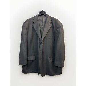 Eddie Domani Men's 54R 3 Button Wool Blend Blazer Jacket Dark Grey Sports Coat